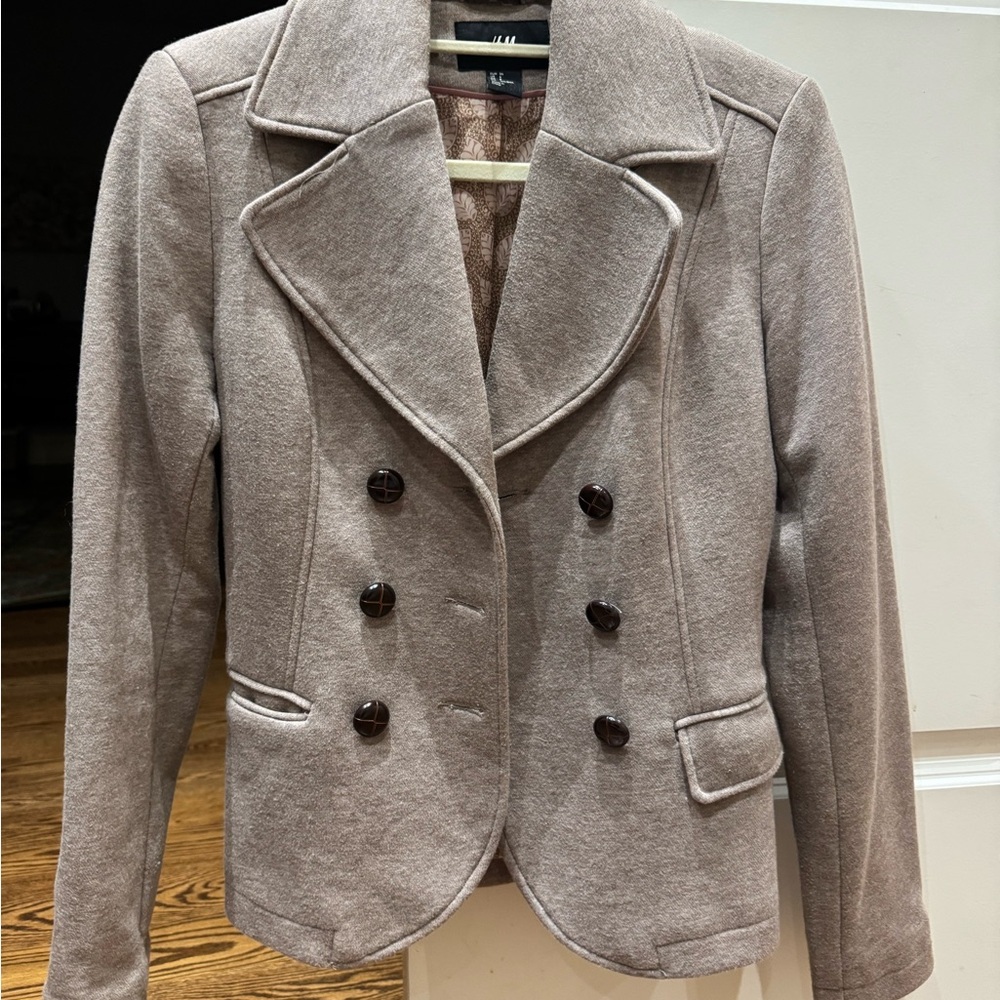 Women's Taupe Double-Breasted Jacket